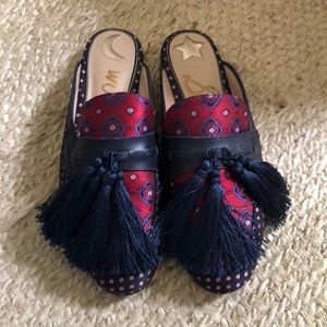 Sam Edelman Silk Tie Tassled Slides